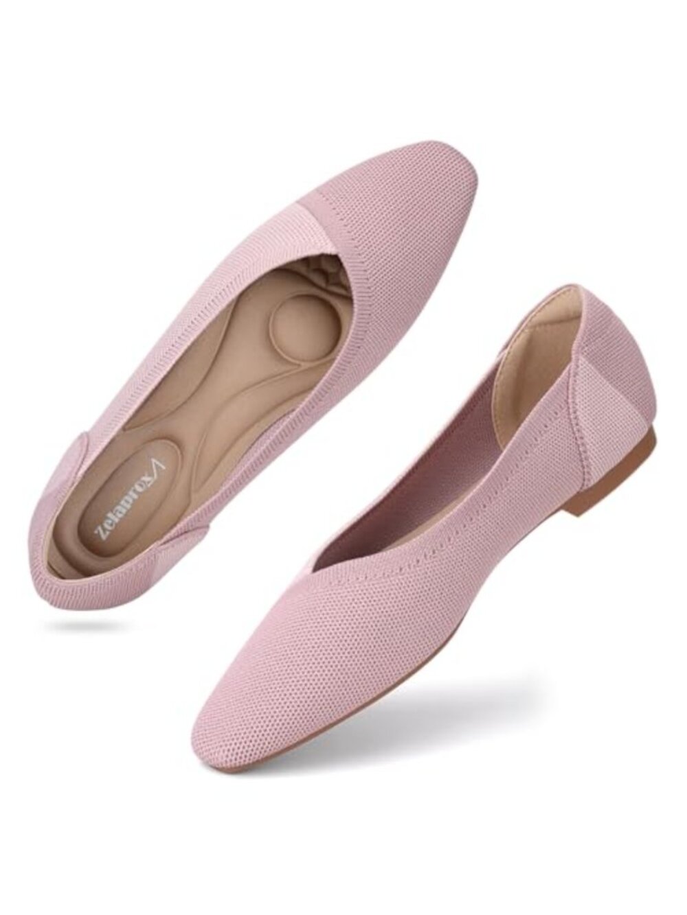 Women's Knit Ballet Flats Slip On Memory Foam Pointed Toe Work Shoes Foldable